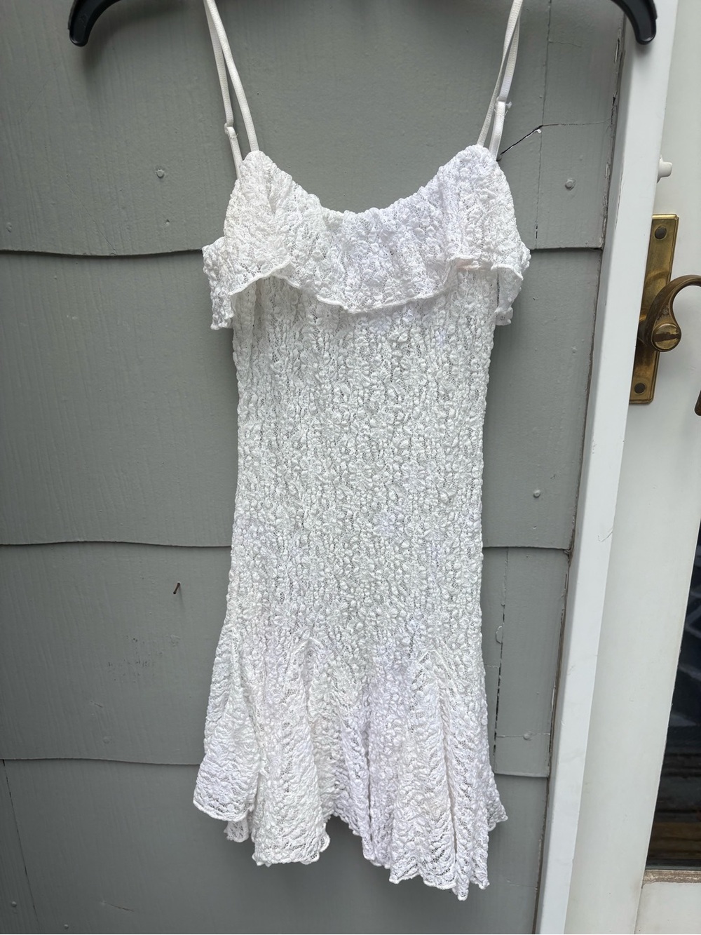 Zara White Smocked Ruffle Shirt Dress